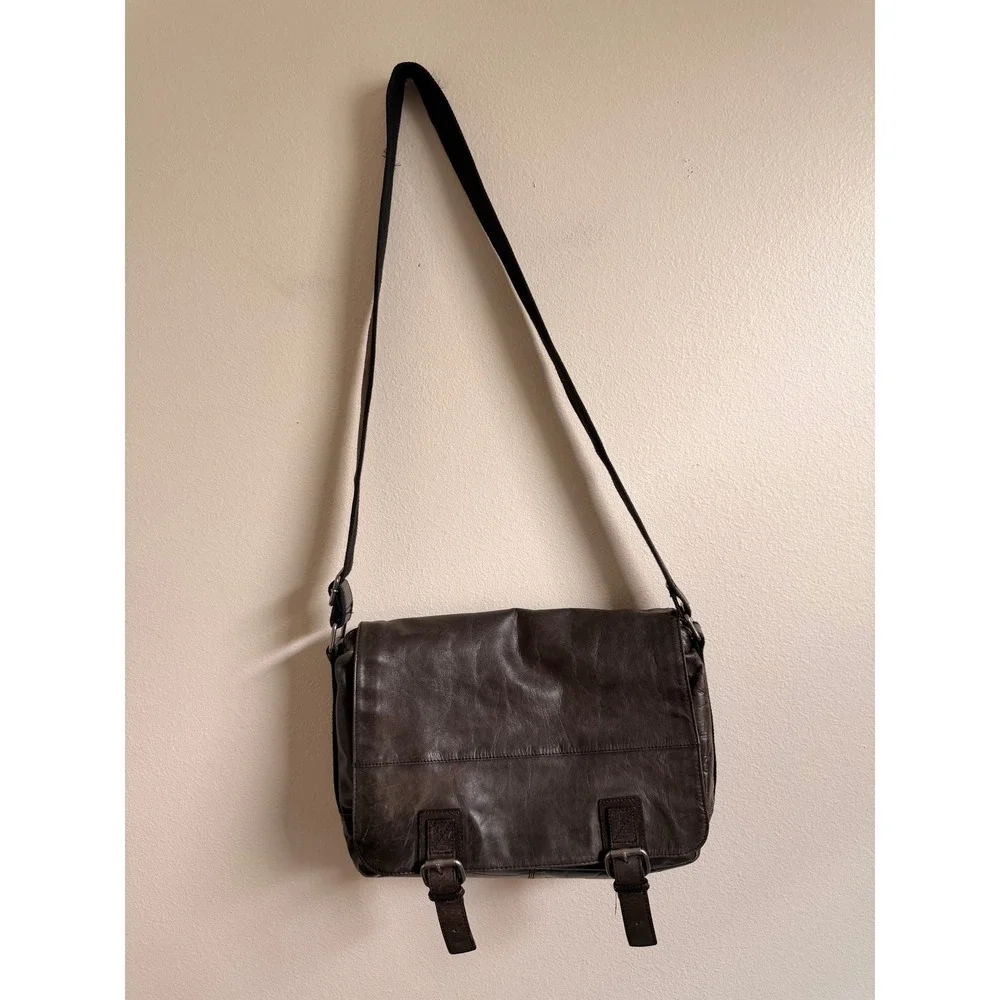 Fossil Messenger Bag Mens Large Brown Leather Distressed Vintage Crossbody Work